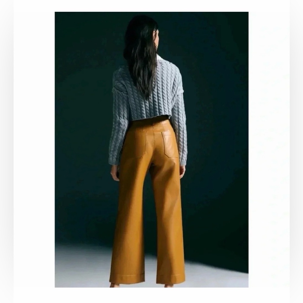 New Anthropologie the Colette faux leather cedar Wide-Leg Pants 28p - Picture 3 of 8